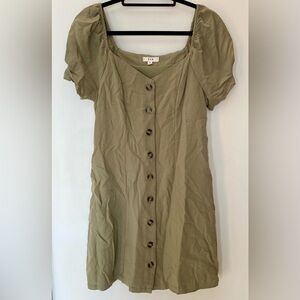 Olive Green Button-Down Dress